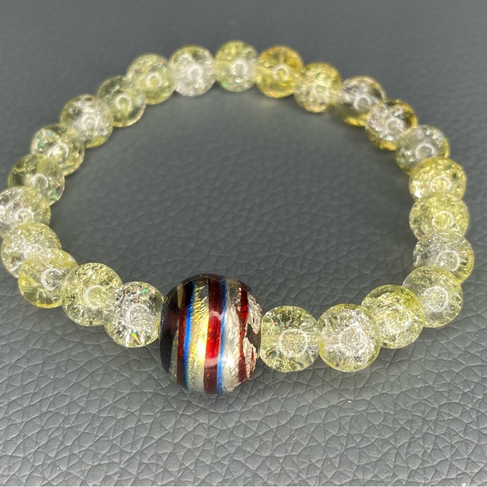 Elegant Yellow and Multicolor Beaded Bracelet